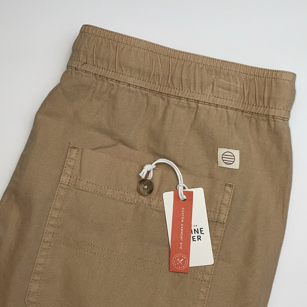 NEW Marine Layer Saturday Shorts Mens Medium 6" In Khaki Brown Canvas Stretch